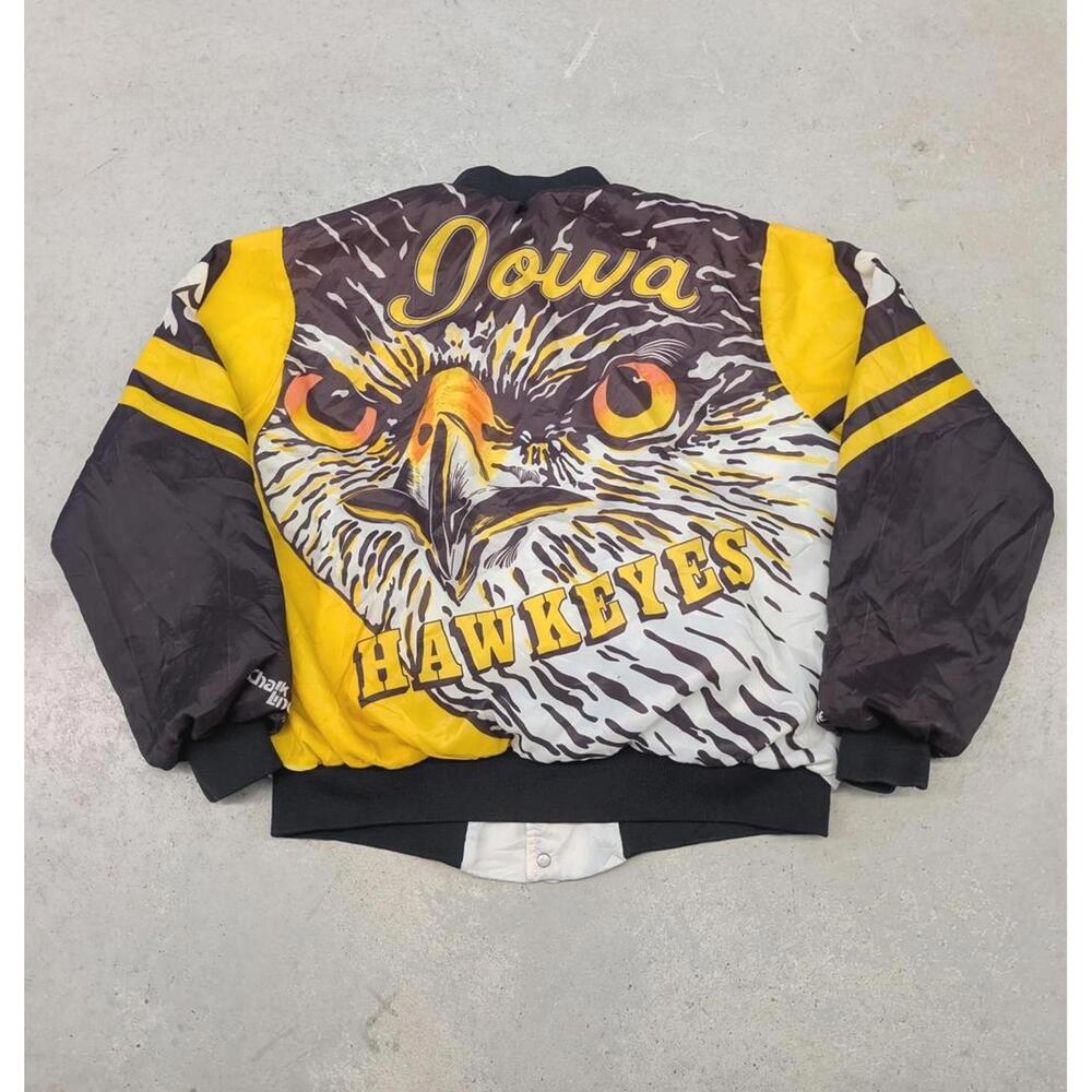 Rare Vintage 80s Iowa Hawkeyes Chalk Line USA Satin Jacket
